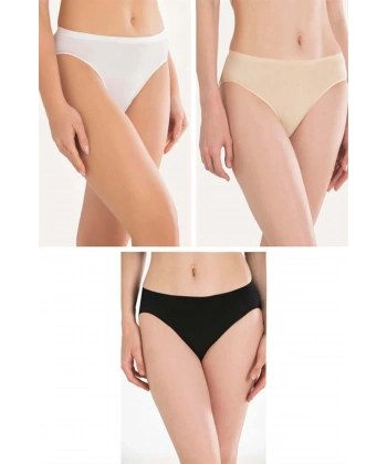Pamuklu Siyah Beyaz Ten Rengi 3lü Külot - SSSSSS5225-5415