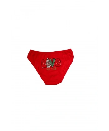 Kırmızı Yılbaşı Desenli Love New Year Pamuklu Külot - SSSSSS4490-3079