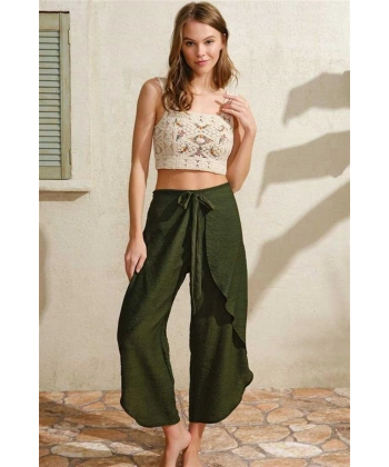 Kalın Askılı Oyuk U Yaka Cotton Düz Yazlık Uzun Dantel Detaylı Pijama Takımı - SSSSSS2853-2