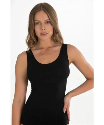 Geniş Askılı Siyah Ribana Atlet - SSSSSS8458-8598