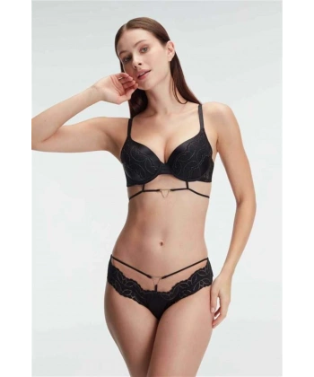 Destekli Balenli Kaplı Dantel Detaylı Sütyen Slip İç Çamaşırı Takımı - SSSSSS4483-4689