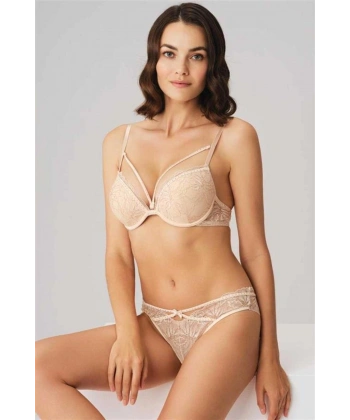 Balenli Destekli Dolgulu Yaka Detaylı Taşlı Dantelli Sütyen ve String Takım - SSSSSS8915-1705