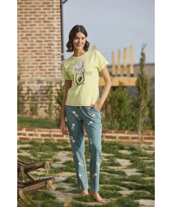 Desenli ve Baskılı Yoga Sport Pijama Takımı - SSSSSS3197-7604
