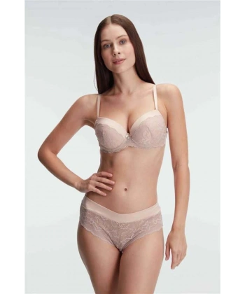 Destekli Balenli Kaplı Dantel Detaylı Sütyen Slip İç Çamaşırı Takımı - SSSSSS4585-7437