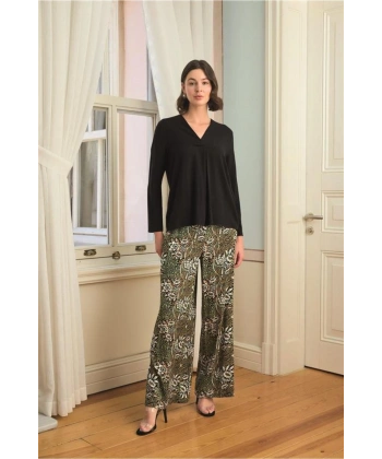 Çiçek Yaprak ve Etnik Desenli Uzun Kollu Pijama Takımı - SSSSSS9958-2406