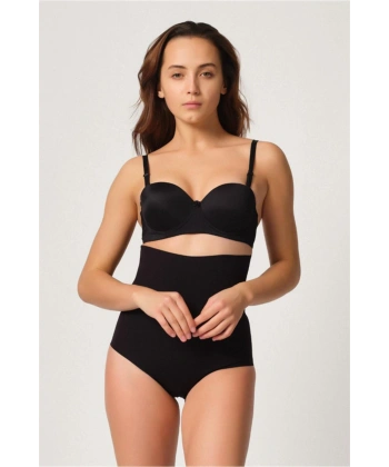 Siyah MI Emay 2708 Lazer Yüksek Bel Kesim Slip Hayalet Korse - SSSSSS9880-5403