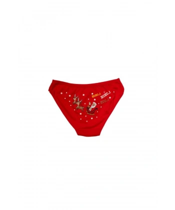 Kırmızı Yılbaşı Desenli Hoo Hoo Hoo Pamuklu Külot - SSSSSS9756-3546