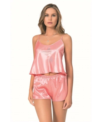 Mercan Saten Babydoll Şort Takımı - SSSSSS6381-6265