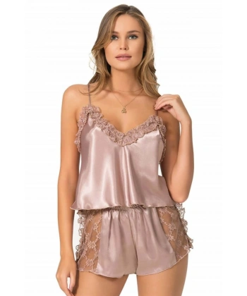 Vizon Saten Babydoll Şort Takımı - SSSSSS4205-9829