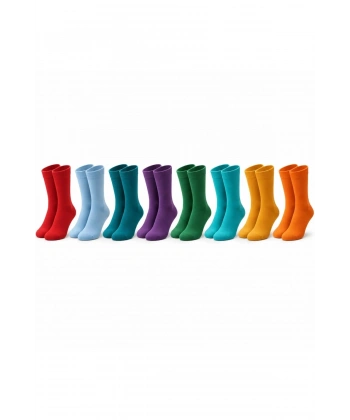 Unisex Renkli Çorap 8li Set Günlük Rahat Esnek Uzun Soket Çorap Canlı Renkler Yumuşak Konforlu Seti