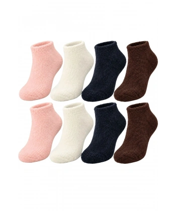 Kadın Yumoş Patik Çorap 8li Set Peluş Sıcak Tutan Kışlık Ev Çorabı Yumuşak Rahat 4 Renk Hediye Seti