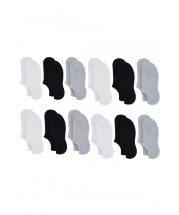 Erkek Bambu 12’li Dikişsiz Babet Çorap Siyah Beyaz Gri Görünmez Sneaker Çorap Nefes Alan Yumuşak