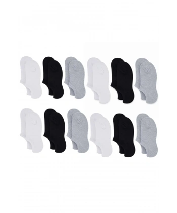 Kadın Bambu 12’li Dikişsiz Babet Çorap Siyah Beyaz Gri Görünmez Sneaker Çorap Nefes Alan Yumuşak