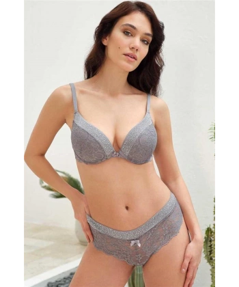 Balenli Destekli Dolgulu Taşlı Dantelli Sütyen ve String Takım - SSSSSS3614-3849