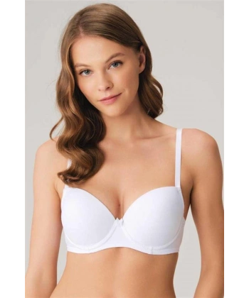 Balenli Destekli Dolgulu Askıları Çıkabilen Günlük Klasik T-Shirt Sütyeni - SSSSSS3257-6312