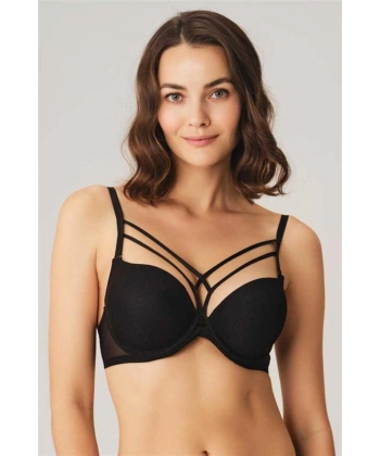 Balenli Destekli Dolgulu Askıları Çıkabilen Yaka Detaylı T-Shirt Sütyeni - SSSSSS3195-6882