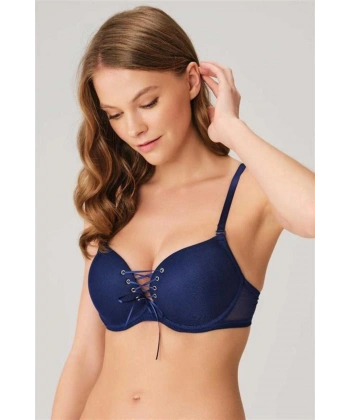 Balenli Destekli Dolgulu Askıları Çıkabilen Yaka Detaylı T-Shirt Sütyeni - SSSSSS5039-3069