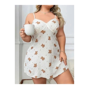 Büyük Beden Ayıcık Desenli İnce Askılı Mini Gecelik - SSSSSS6523-6193