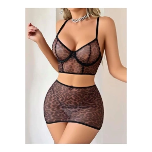 Leopar Desenli Arkası İp Detaylı Büstiyerli Fantezi Takım - SSSSSS7983-7533