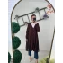 SÜSSÜ ŞİFON DETAYLI RAYON HIRKA 146 ACI KAHVE