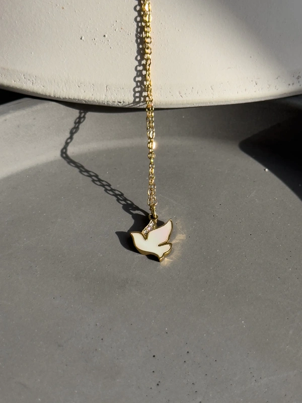 Risplendi Kuş Figürlü Kadın Çelik Kolye