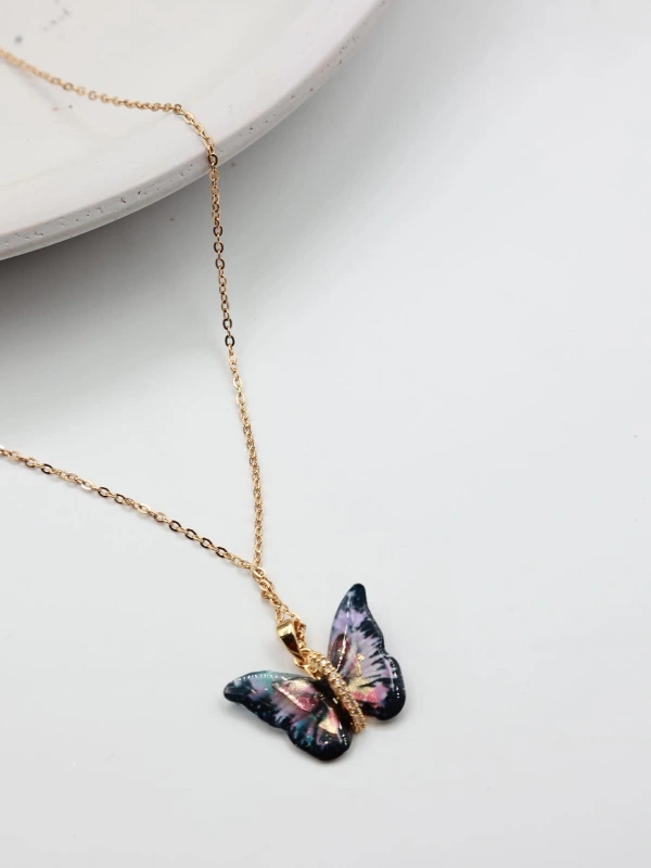 Farfalla Kelebek Figürlü Kadın Çelik Kolye