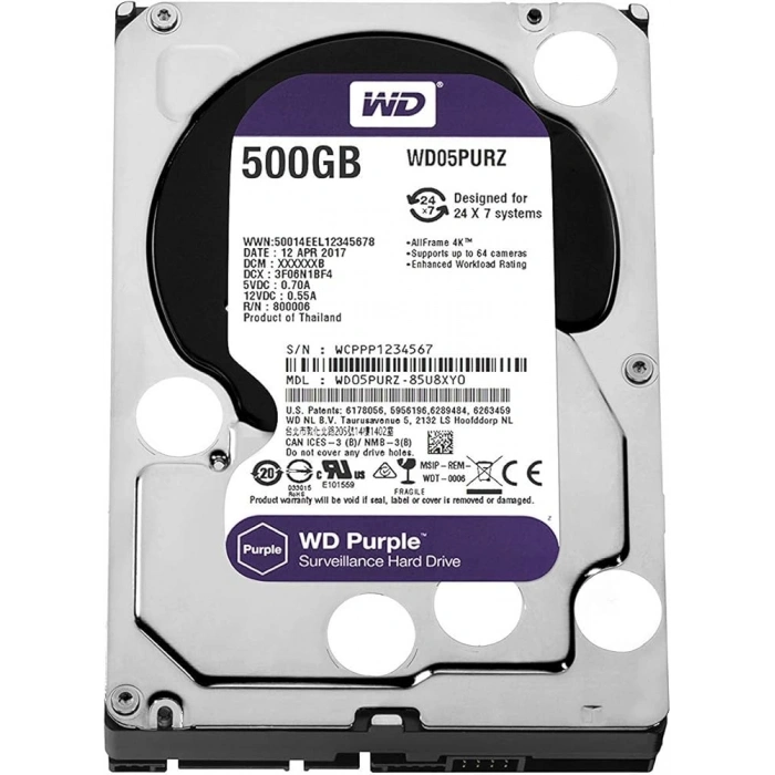 500GB Western Digital Purple 5400rpm SATA3 Hard Disk