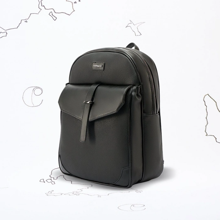 Cacharel Siyah Deri Sırt Çantası