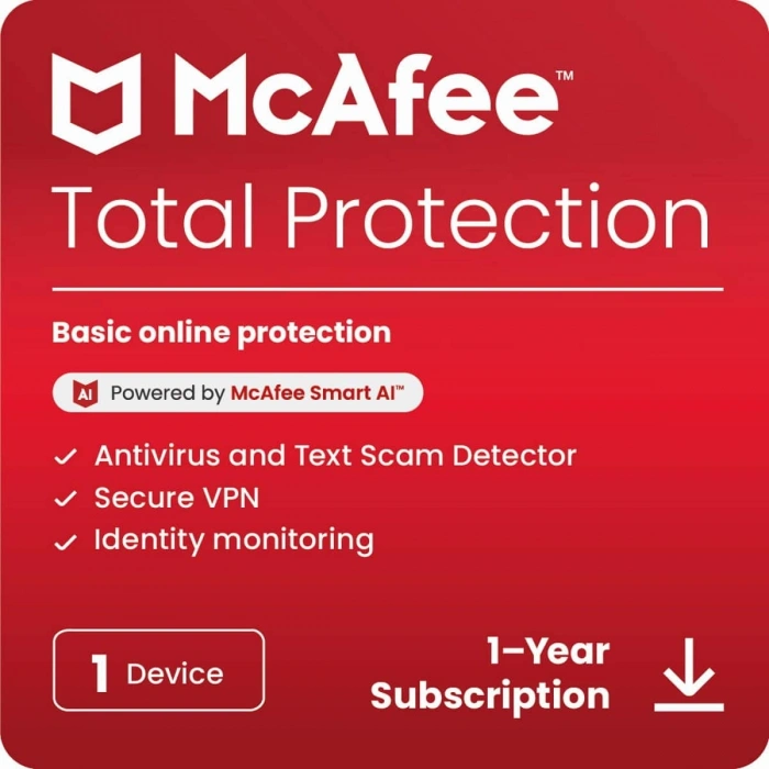 McAfee Total Protection 1 Cihaz-1 Yıl Dijital Lisans