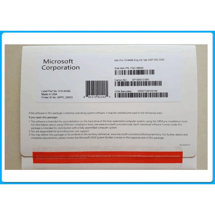 Microsoft Windows 10 Pro Türkçe 64Bit OEM (FQC-08977)