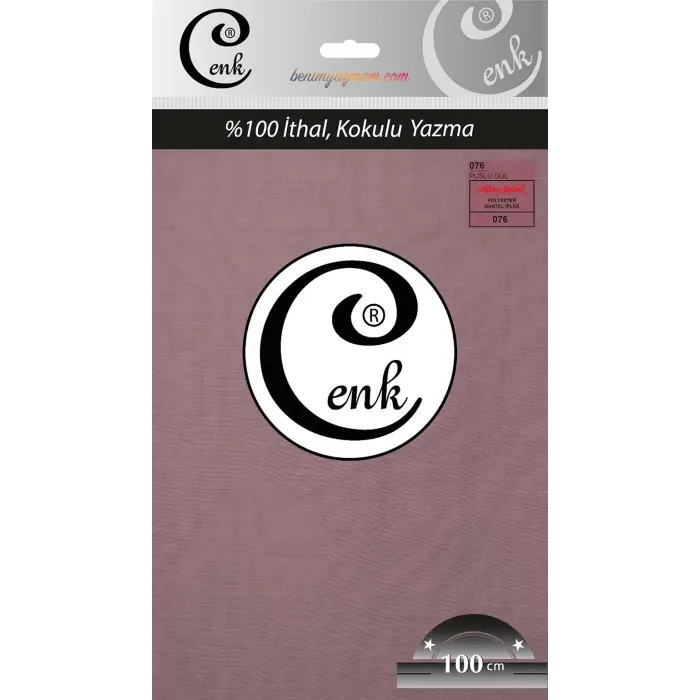 Cenk Düz 100 cm Poşetli Oyalık Yazma -(Puslu Gül)-(301-076)