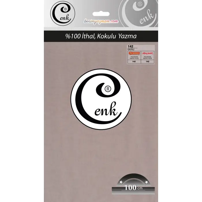 Cenk Düz 100 cm Poşetli Oyalık Yazma -(Ekru)-(301-142)