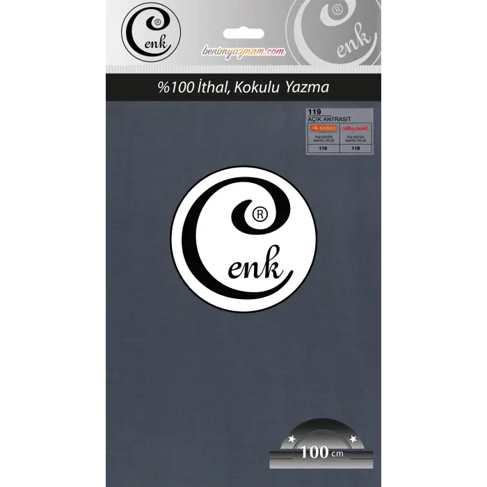 Cenk Düz 100 cm Poşetli Oyalık Yazma -(Antrasit)-(301-119)