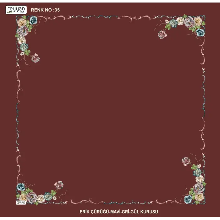 Reyyan İpek 100 cm Desenli Oyalık Yazma (ryyn-439-09)