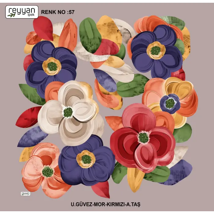Reyyan İpek 100 cm Desenli Oyalık Yazma (ryyn-441-15)