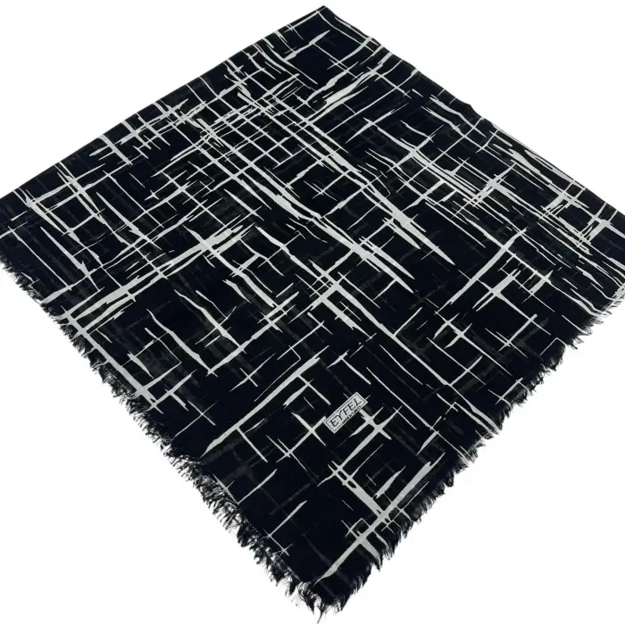 Eyfel Dimi Koton Eşarp Siyah-Beyaz Serisi (FE524-02)