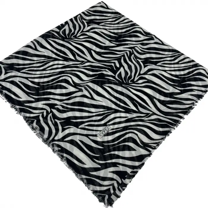 Eyfel Dimi Koton Eşarp Siyah-Beyaz Serisi (FE524-05)