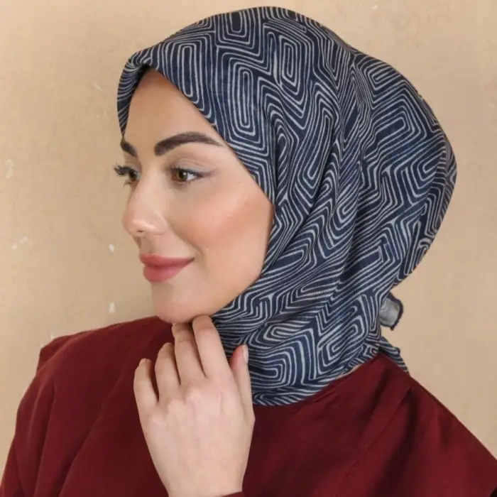 Locella El Dikişli Dijital Soft Eşarp Lacivert Serisi-soft15-05