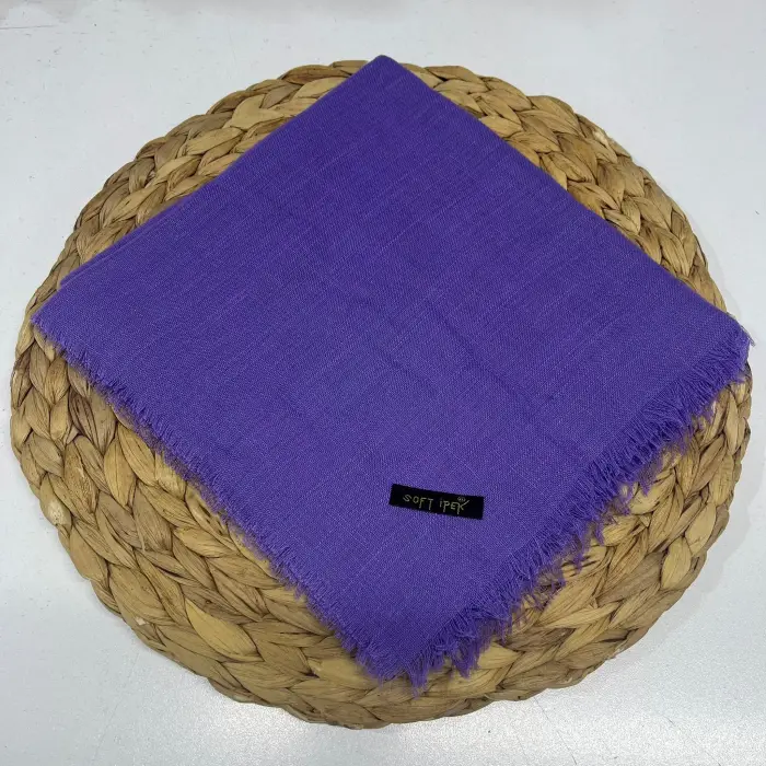 Soft İpek Düz Flamlı Keten Eşarp (FE424-17)