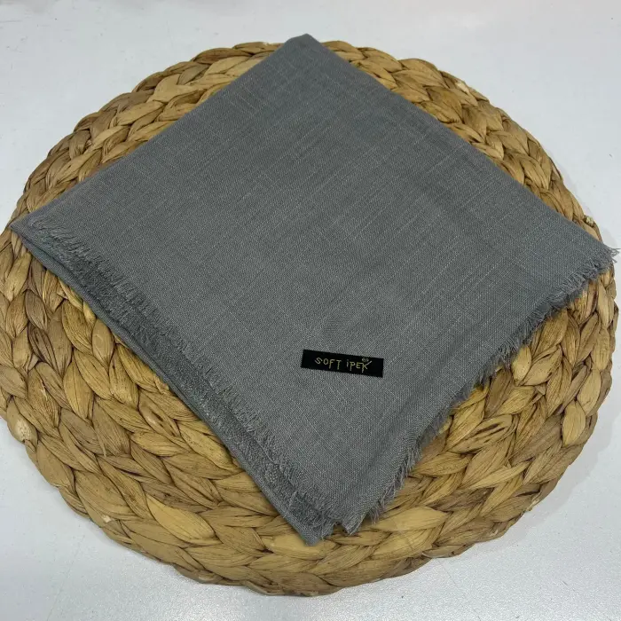 Soft İpek Düz Flamlı Keten Eşarp (FE424-15)