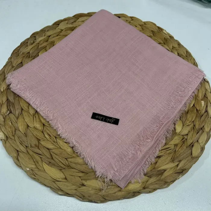 Soft İpek Düz Flamlı Keten Eşarp (FE424-11)
