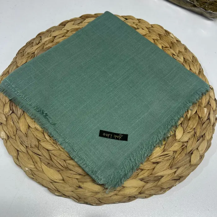 Soft İpek Düz Flamlı Keten Eşarp (FE424-08)