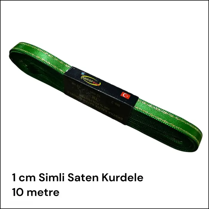 1 cm Simli Saten Kurdele (10 mt.) - (SSK-01-01)