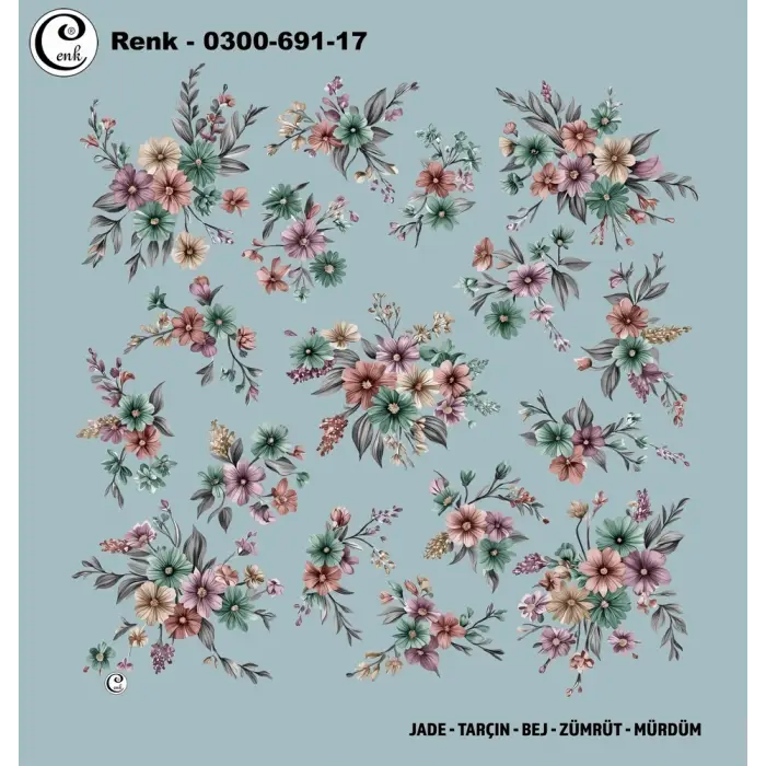 Cenk 100 cm Desenli Oyalık Yazma (Cnk-691-17)