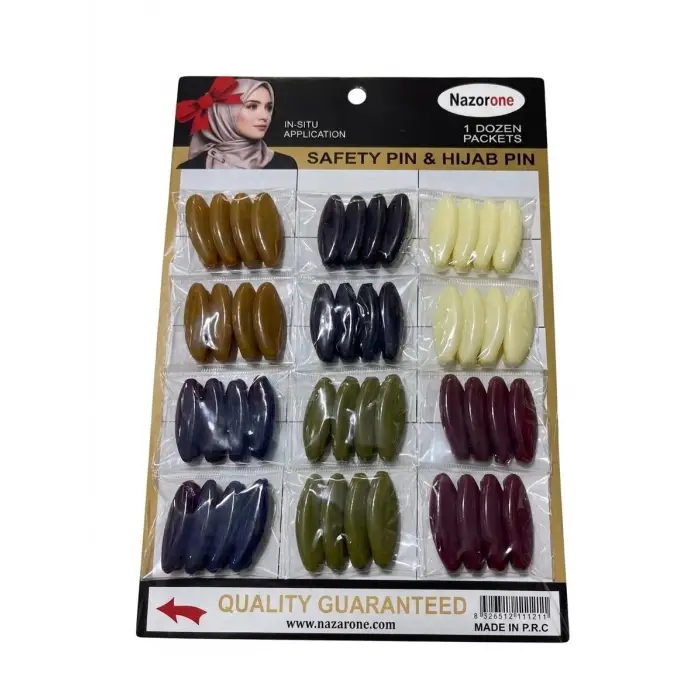 Nazarone Karışık Renk Eşarp Tokası 1 Paket (Eİ01-12)