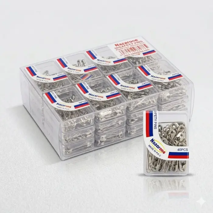 Nazarone 40 Adet Küçük Çengelli İğne Gümüş (1 Paket) (ÇİGÜMÜŞ)