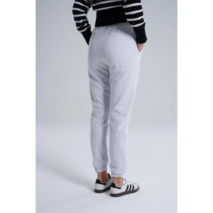 Gri Kadın Pamuk Jogger Eşofman Altı-(jg01-02)