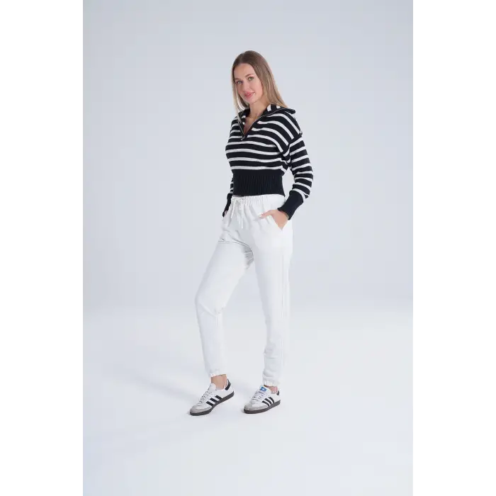 Ekru Kadın Pamuk Jogger Eşofman Altı-(jg01-03)