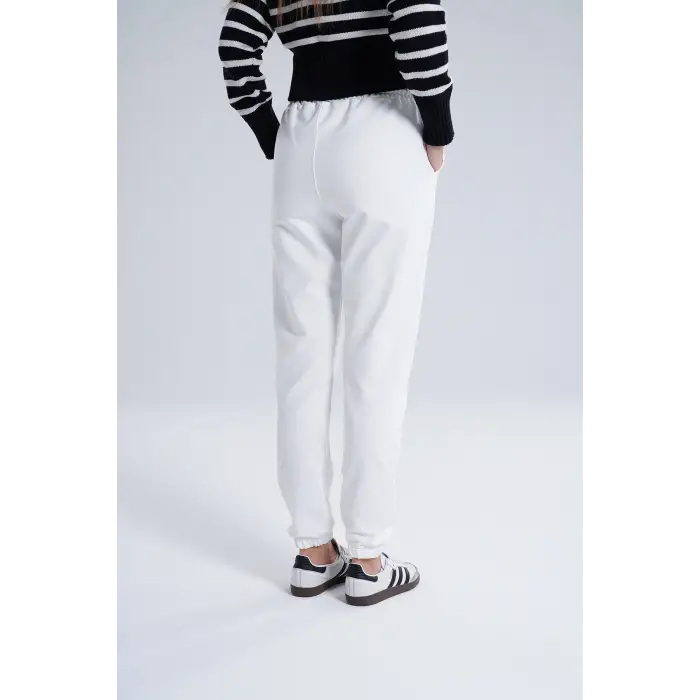 Ekru Kadın Pamuk Jogger Eşofman Altı-(jg01-03)