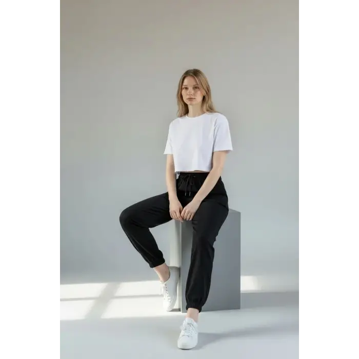 Siyah Kadın Modal Kumaş Eşofman Altı-(ME01-01)
